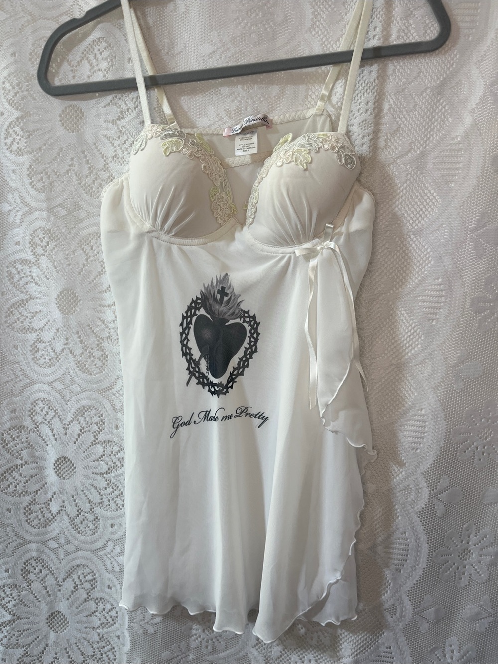 Linea Donatella White Lace-Trim Chemise S